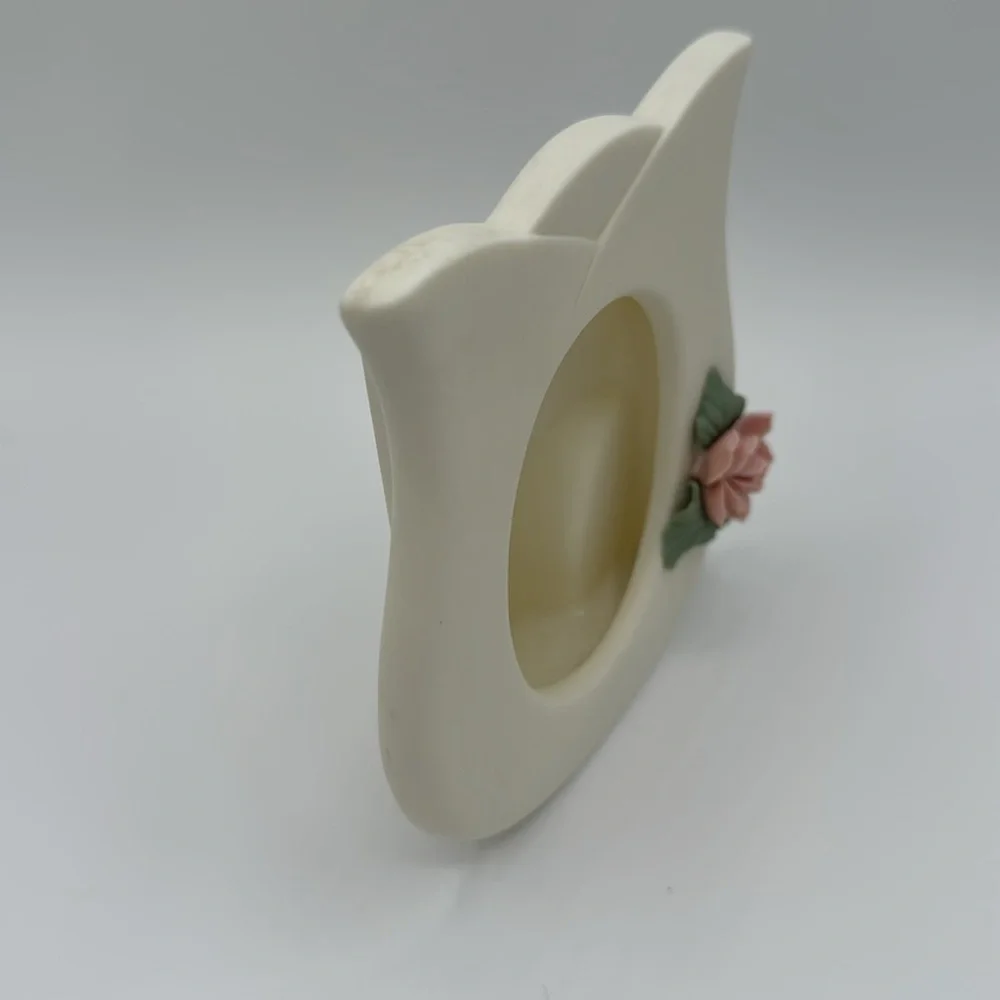 Jamestown Bisque Porcelain Tea Rose Photo Frame
